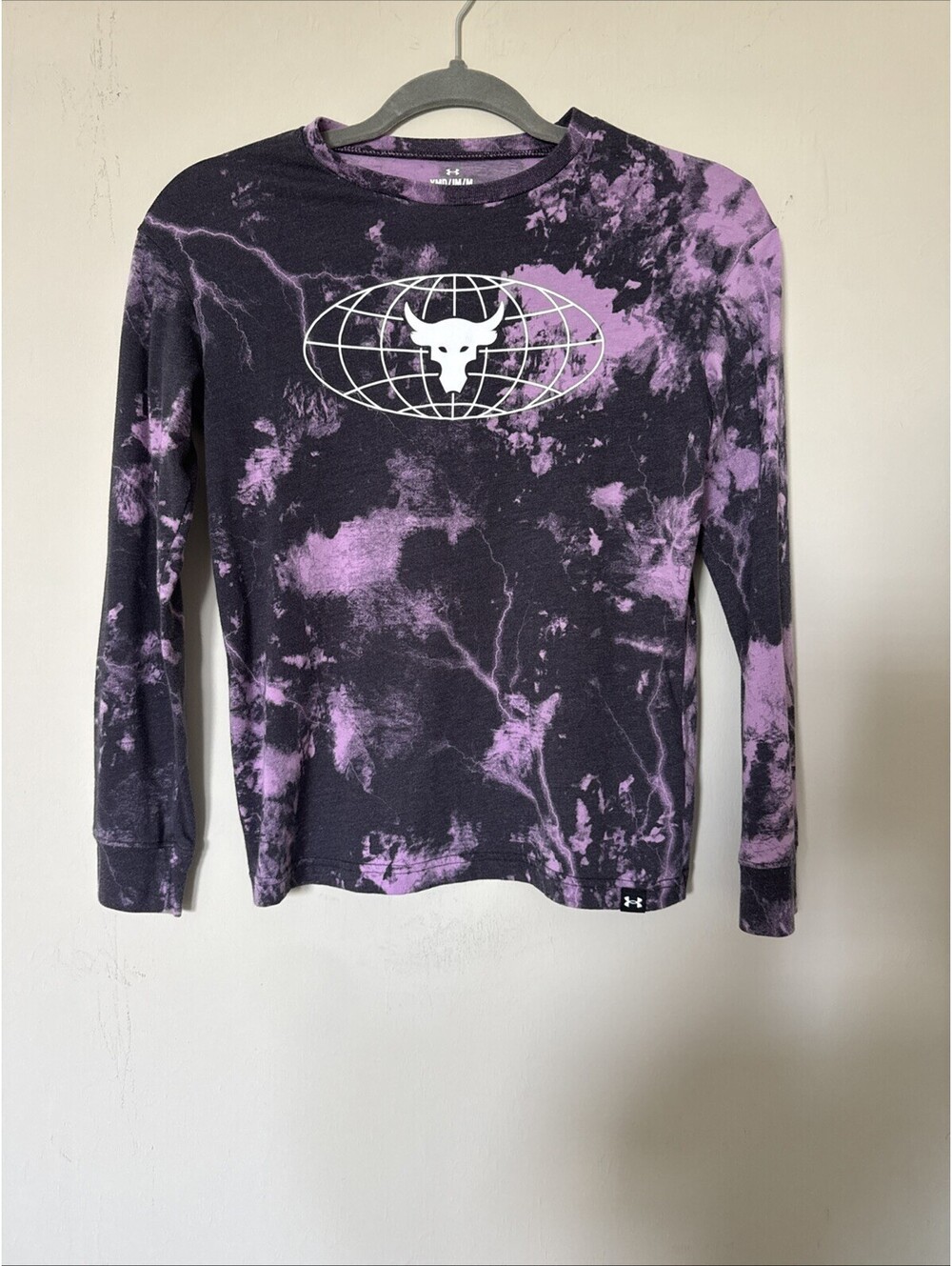 Boys Under Armour Project Rock T Shirt Tye Dye Long Sleeve Youth Medium